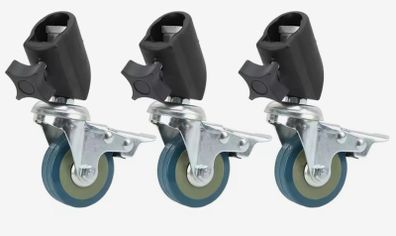 Set of 3 swivel wheels with brakes for photo tripods and light stands