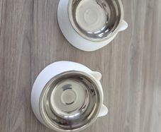 Double Pet Bowls with Stainless Steel Inserts