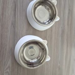 Double Pet Bowls with Stainless Steel Inserts