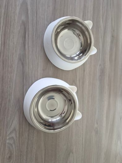 Double Pet Bowls with Stainless Steel Inserts