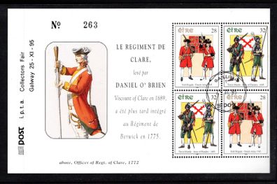 1995 Ireland IPTA Collectors Fair Galway 25th November 1995 on 1995 Ireland Military Uniforms Stamp Booklet Pane. (Hibernian HP75) Fine Used with Galway Steele Cancel