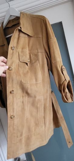Camel suede safari style jacket Sz L (Fit 12-14UK)