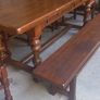 Antique solid oak circa early 19th century table plus 2 oak bench and 4 oak chairs Image 3