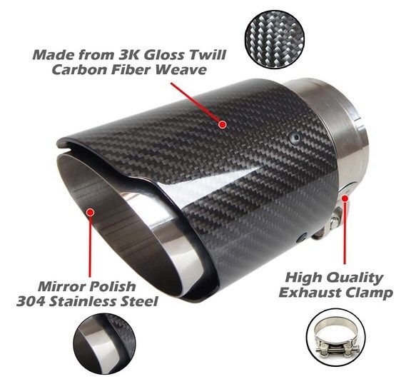 Car Exhaust Tip 64-67mm Carbon Fiber