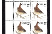 2001 Ireland 40p/51c Wren Dual-value Bird Definitive Plate Block 1A1A1A1A Mint Never Hinged (MNH)
