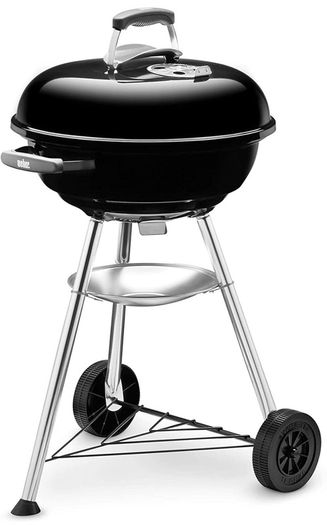 Compact Kettle Charcoal Grill Barbecue, 47cm | BBQ Grill with Lid Cover, Stand & Wheels | Freestanding Outdoor Oven, Smoker & Outdoor Cooker with Porcelain-Enamelled Bowl (FREE POSTAGE)