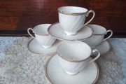 Wedgwood Crown Gold China Coffee Cups &amp; Saucers