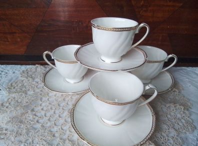 Wedgwood Crown Gold China Coffee Cups & Saucers