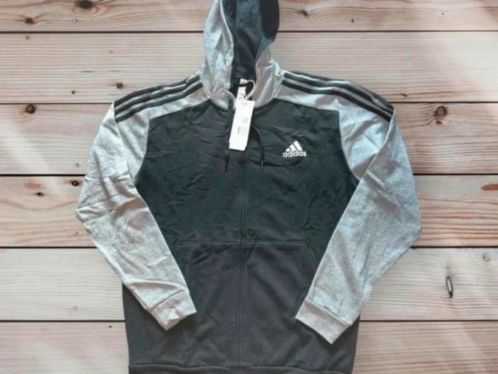Adidas Zip-Up Hoodie Black & Grey