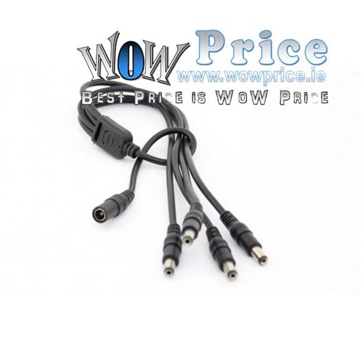 27012 1 Female to 4 Male DC Power Plug Cable Splitter Adapter For CCTV Camera