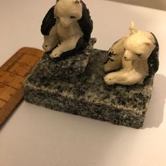 Two Panda's on Granite base ornament