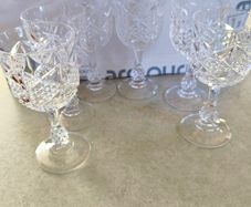VTG Bohemian Crystal Diamond Cut Cordial Ball Stem Glasses - Set of 6