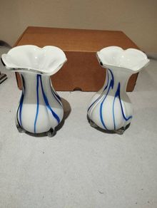 Vintage Pair of "Murano" Curzon blue vases
