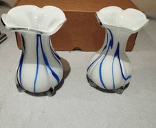 Vintage Pair of "Murano" Curzon blue vases