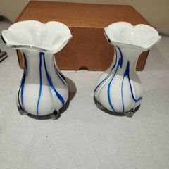 Vintage Pair of "Murano" Curzon blue vases
