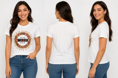 Women's White Paris L'Amour Graphic T-Shirt