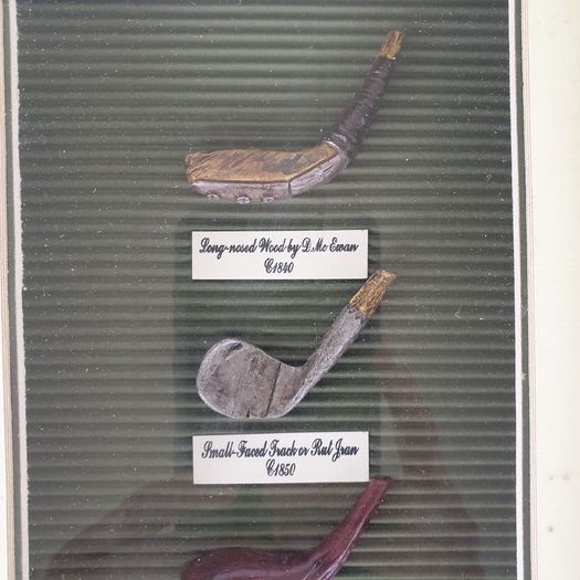 Golf club shadow box picture with replica clubs