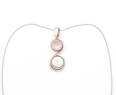 Sterling Silver Rose Quartz & Mother Of Pearl Necklace