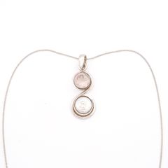 Sterling Silver Rose Quartz & Mother Of Pearl Necklace