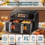 EUARY dual basket  Air Fryer 9L Oil Free 2 Compartments XXL 2800 W Large Capacity, 2 Air Fryer Bins, 12 Cooking Programs, Touch Screen, Appointment Function Image 6