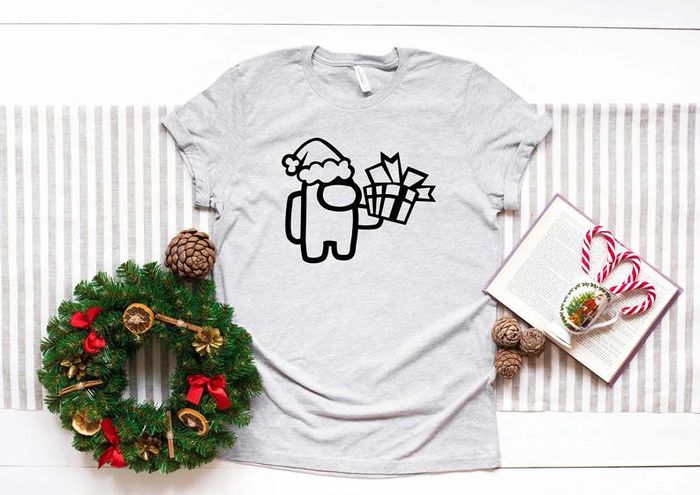 Among Us Christmas Shirt-Santa Seems Sus To Me-Crewmate Or Impostor-Christmas Pattern-Gamer Christmas Gift