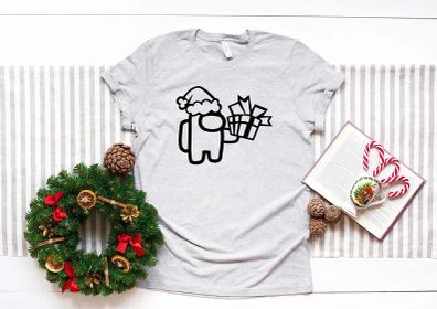 Among Us Christmas Shirt-Santa Seems Sus To Me-Crewmate Or Impostor-Christmas Pattern-Gamer Christmas Gift