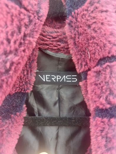 Burgundy and black faux fur coat (free post)