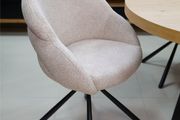 Lilia Grey Chenille Swivel Chair  Black Metal Base, Auto-Return