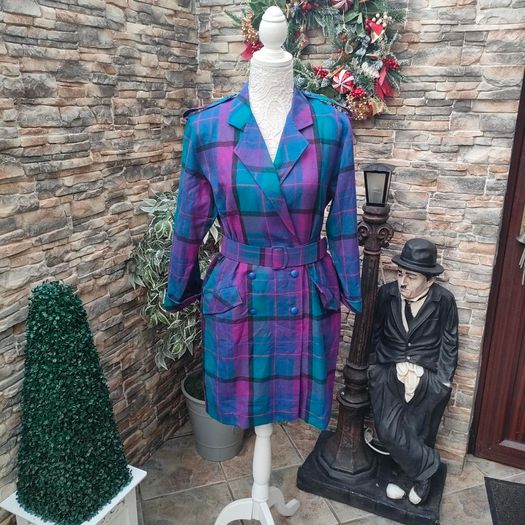 Vintage plaid purple and blue Blazer Dress