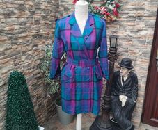 Vintage plaid purple and blue Blazer Dress