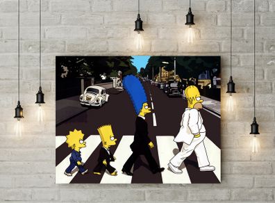 The Simpsons crossing the abbey road like Beatles printed Wall picture 3mm foamex board printed picture on it wall board wall decor wall art picture
