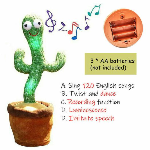 Dancing Cactus Plush Toy Can Singing And Recording To Learn Talking Kids Gift