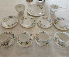 Vintage Royal Stafford "Sweet Pea" Bone China Tea Set 15 Piece Tea for 4