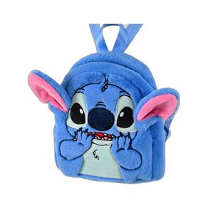 New Disney Plush Backpack Ins Japanese Blue Stitch Funny Cartoon Large-Capacity Student Backpack Kindergarten Bag Child Gift