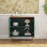 Wooden Sideboard Storage Cabinet with 2 Doors, Vintage Hollow Carving Buffet Accent Cabinet, Modern Green Sideboards for Living Room, Kitchen, Dining Room, Hallway Image 4