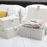 Set of 3 Resin Woven Storage Basket Box with Lid & Lock (White) Image 2