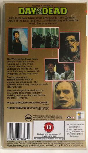 Day Of The Dead (George A Romero Film) [1985] Lori Cardille, Terry Alexander, Joseph Pilato, Jarlath Conroy & Richard Liberty (PAL VHS Cassette Movie)