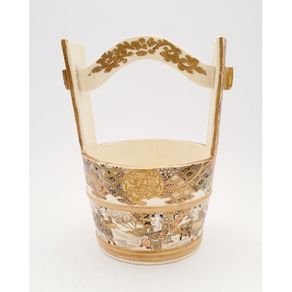Antique Japanese Meiji Satsuma Bucket Vase / Ornament, Circa 1870