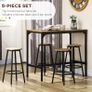Five-Piece Industrial-Style Bar Table Set - Brown/Black Image 3