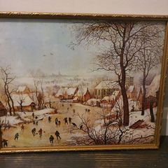 Framed Bruegel Winter Landscape Print
