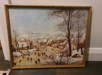 Framed Bruegel Winter Landscape Print