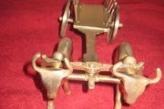 Vintage brass oxen and cart