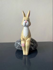 Carved Wooden Rabbit Shelf Sitter