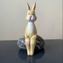 Carved Wooden Rabbit Shelf Sitter