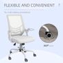 Mesh Office Chair, Computer Desk Chair with Flip-up Armrests, Lumbar Back Support and Swivel Wheels, White Image 7
