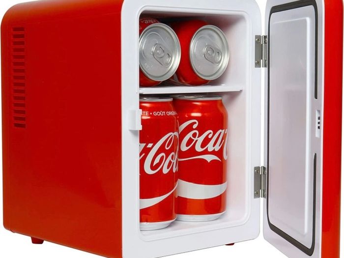 Coca Cola (Classic) 4 Liter/6 Can Portable Fridge/Mini Cooler for Food, Beverages, Skincare -Use at Home, Office, Dorm, Car, Boat-AC & DC Plugs Included (FREE POSTAGE)