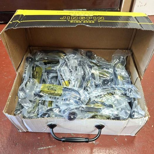 1 Black Cupboard Handle 96mm H.C With Screws
