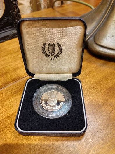 1988 Dublin Millennium 50p Proof Coin and 2 circulated coins