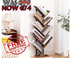 NEW SALE | Tree Bookshelf Tall, 9-Tier Floor Standing Book Shelf, Tall Bookcase for CDs Albums, for Living Room