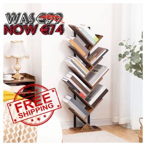NEW SALE | Tree Bookshelf Tall, 9-Tier Floor Standing Book Shelf, Tall Bookcase for CDs Albums, for Living Room
